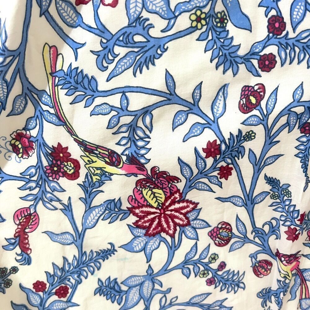 J. Crew Gulp Floral Bird Printed Midi Dress boho Cotton tiered SZ 12 - Picture 7 of 10